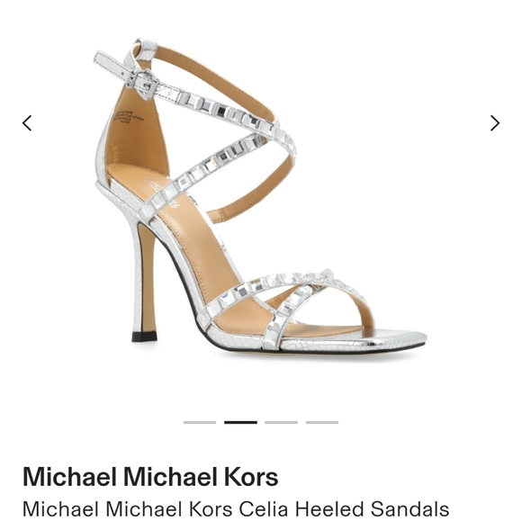 NWT Michael Kors Strappy Silver Gemstone Heeled Sandals High Heel Party … - Picture 8 of 16